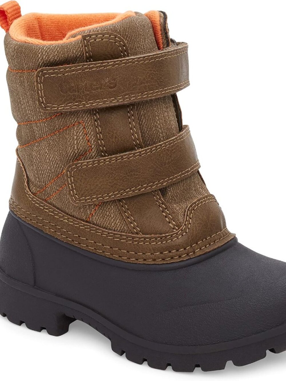 Carter's Toddler Boys Deltha Waterproof Snow Boots Size 8M Brown Orange Like New